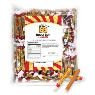 Atkinson'S Long Boy Coconut Chewy Caramel Bulk Individually Wrapped Candy (3 Pound)