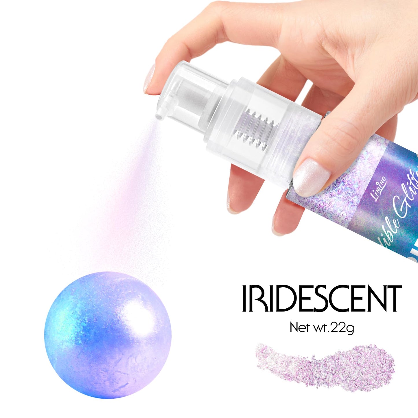 Limino Edible Glitter Spray - 22g Iridescent Luster Dust for Drinks, Cake Decorating, Baking
