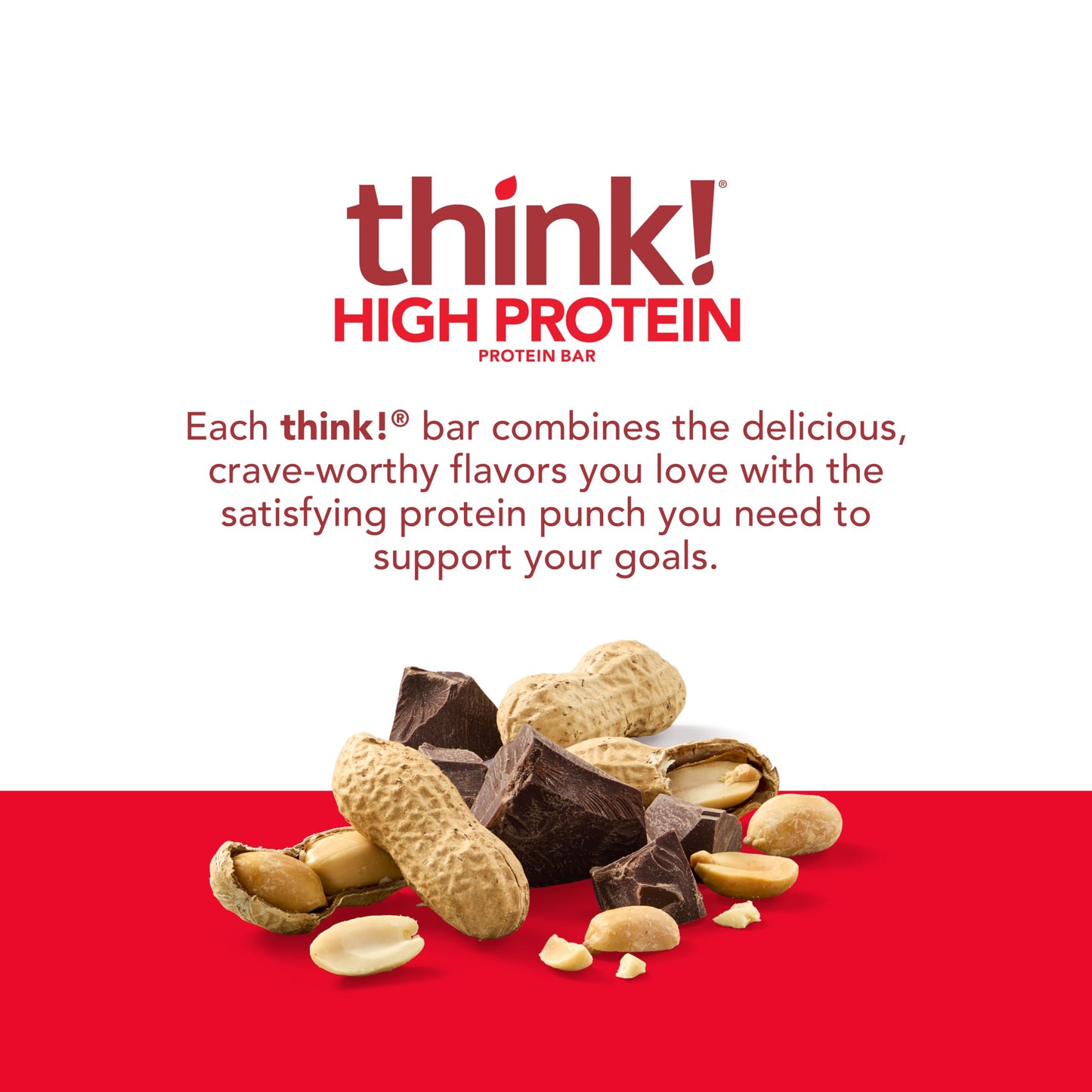 think! Protein Bars, Chunky Peanut Butter, Gluten Free, Kosher, 2.1 Oz, 30 Count, Brown