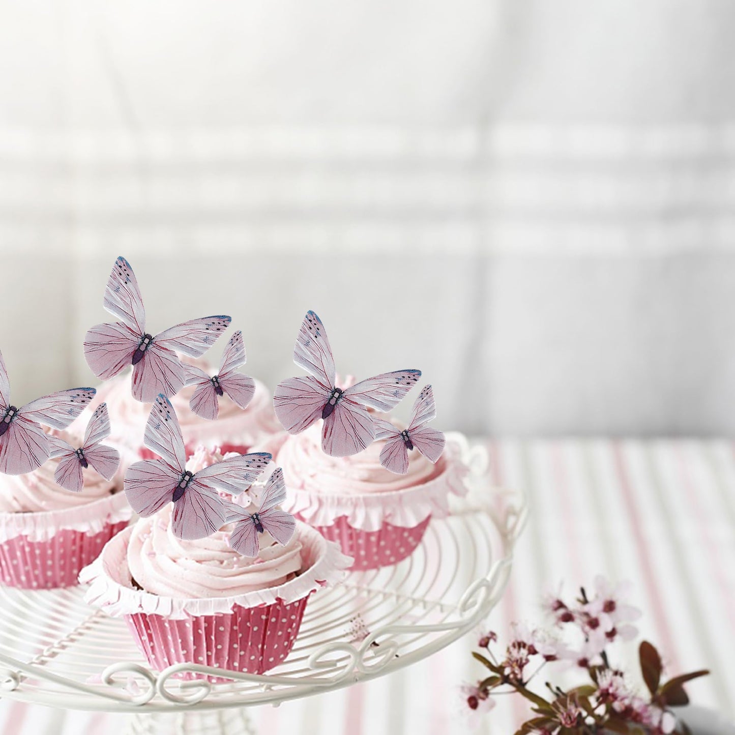 ZHUOWEISM 72PCS Butterfly Edible Cupcake Toppers, Purple Paper Cake Decorations for Baby Shower & Kids Birthday Party