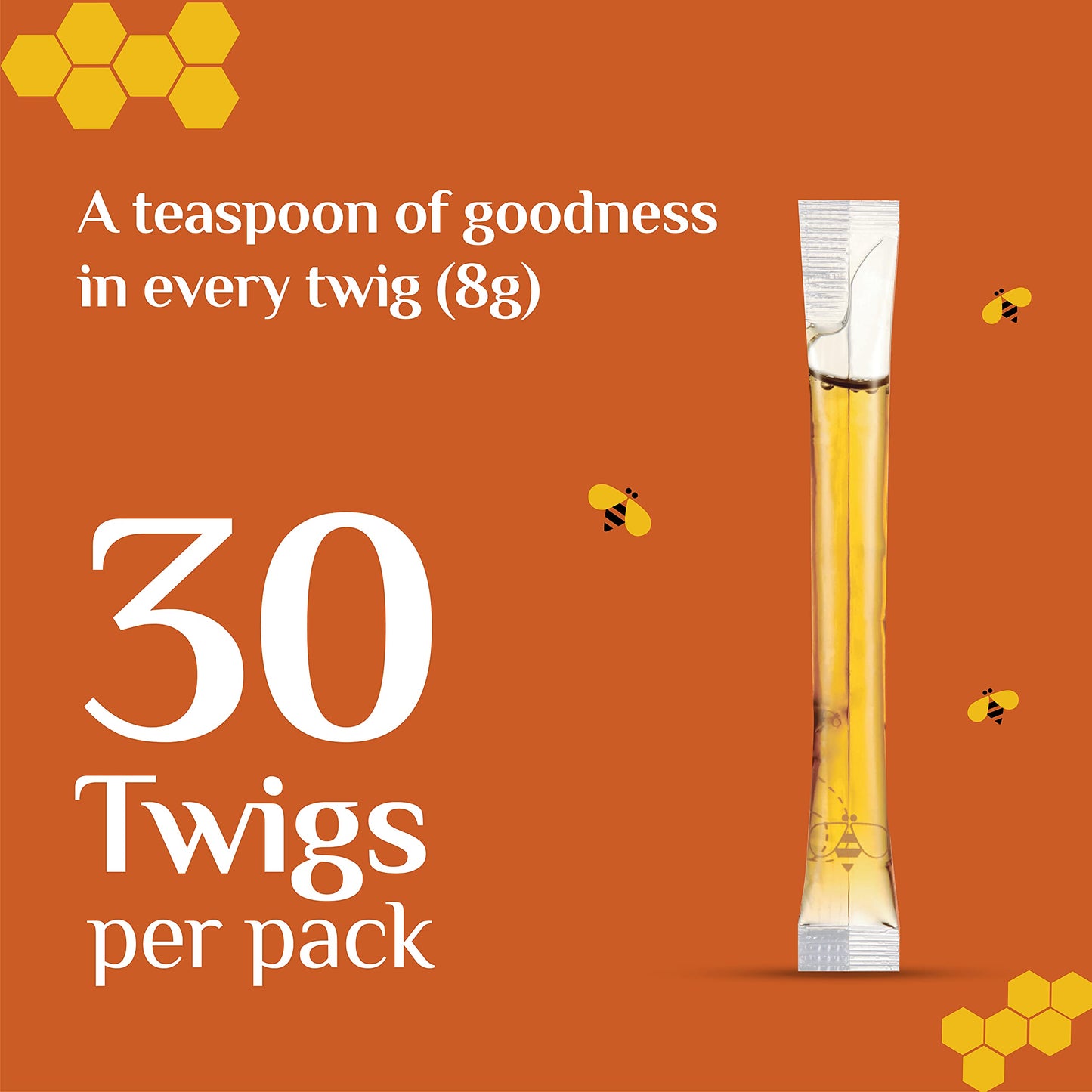 Honey Sticks (By Honey Twigs) - Turmeric Infused Honey To Support Immunity | 30 Count Single Serve Honey Straws - 8.47 Oz Per Pa