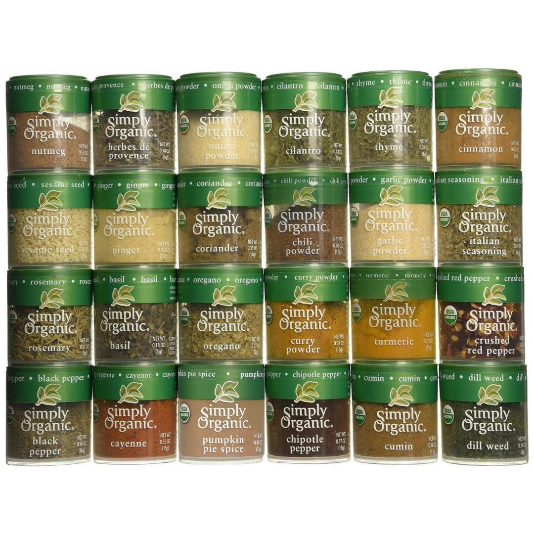 Simply Organic Spice Set Bundle With Pumpkin Pie Spice, Nutmeg, And Spices (24 Spices)