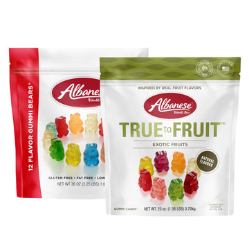 Albanese World's Best Family Share Pack, 12 Flavor Gummi Bears & Ultimate, 1 36oz & 1 25oz bags of Candy, Soft & Chewy Snack, Fr