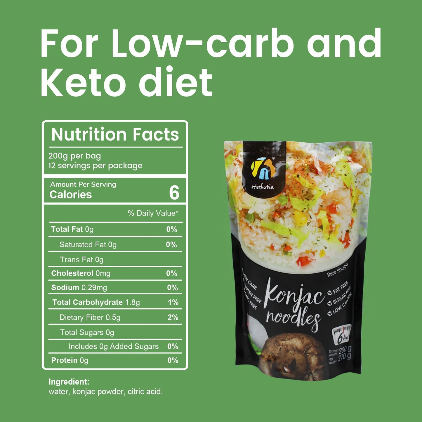 Hethstia Miracle Rice - Konjac Rice Substitute For Low Carb, Keto-Friendly Diet, 57.14 Oz Premium Low Calorie Instant Shirataki