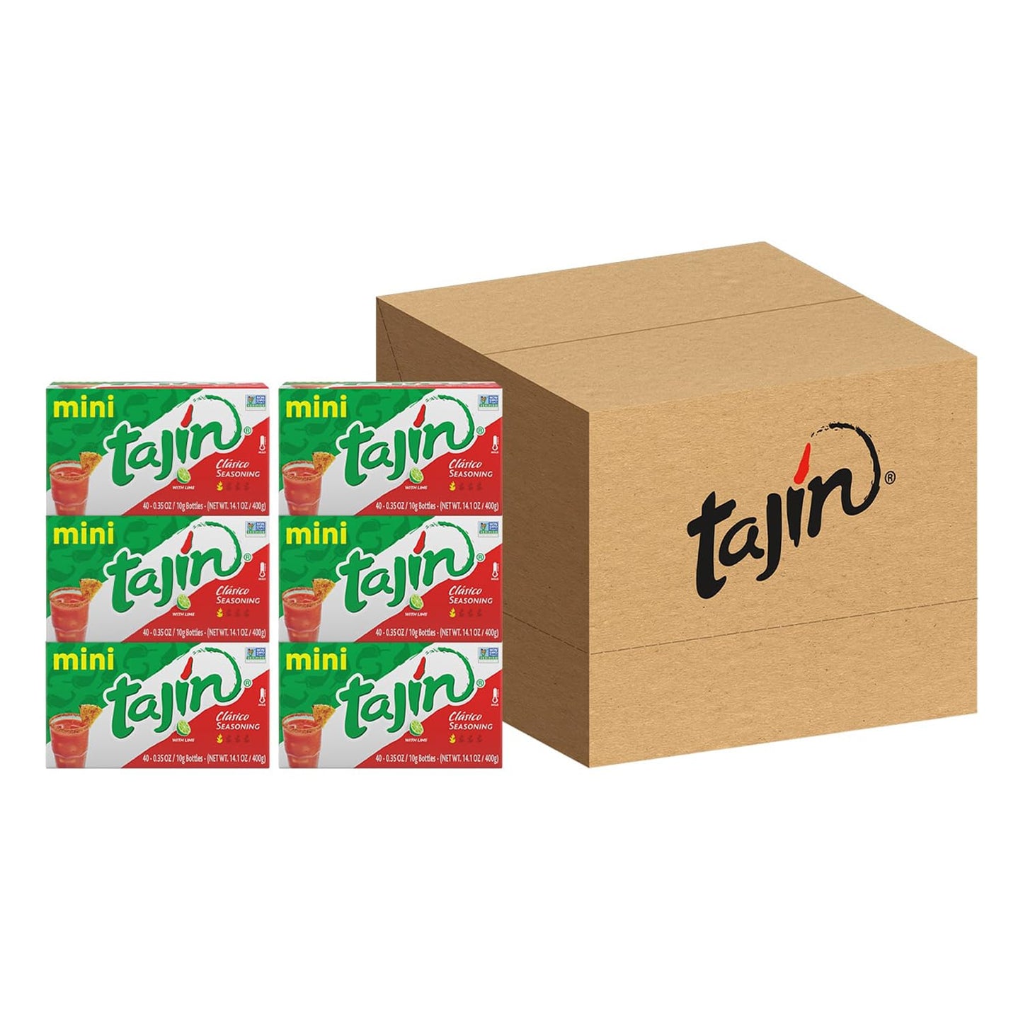 Taj  n Cl  sico Chile Lime Seasoning Mini Display 0.35 oz, 40 Mini Bottles (Pack of 6)