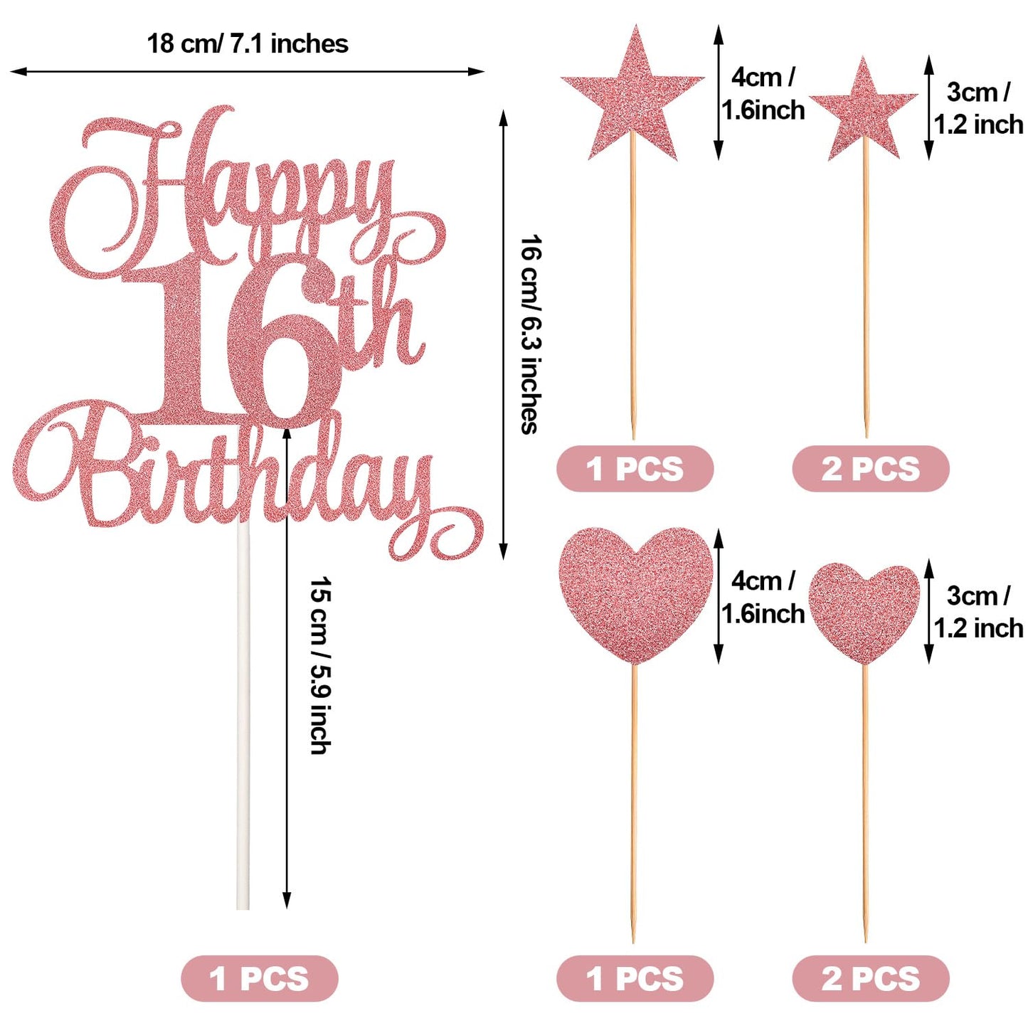 16Th Birthday Cake Decorations Set Include 16Th Birthday Candles Numeral 16 Cake Candles And Happy 16Th Birthday Cake Toppers Wi