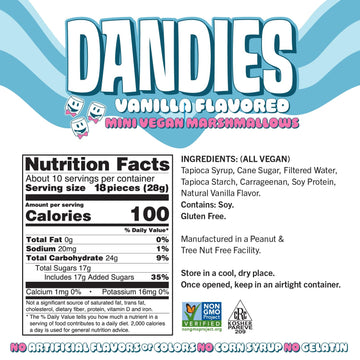 Dandies Mini Vegan Marshmallows, No Artificial Flavorings, Food Dyes, Corn Syrup, Or Gelatin, Perfect For Roasting, Smores, Or S