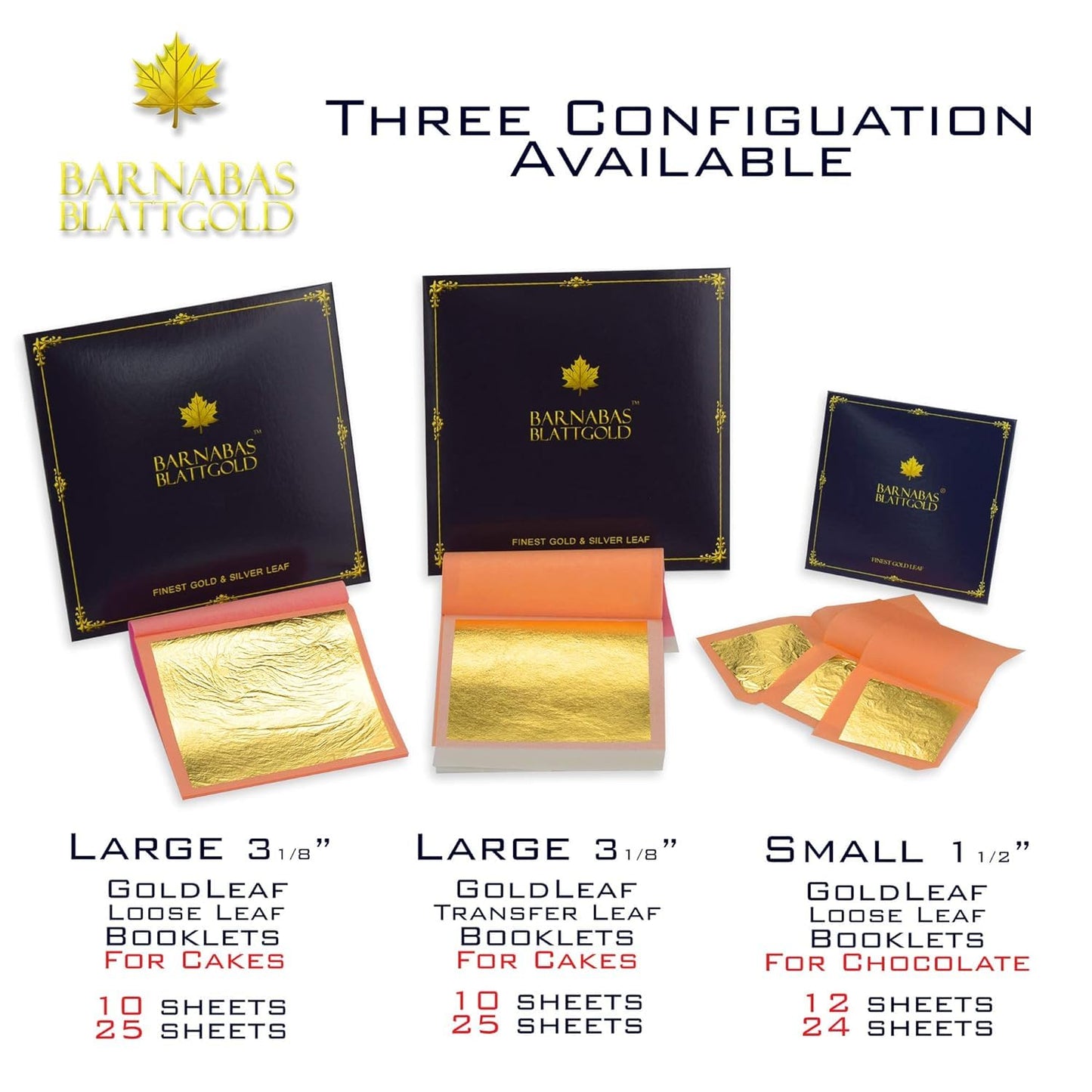 Edible Gold Leaf 24K By Barnabas Blattgold - Cake Decorations, Loose Gold Leaf Sheets For Cupcakes, 1.5 Inches, Book Of 12 Gold Foil Sheets