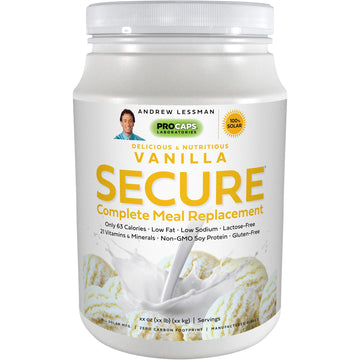 Andrew Lessman Secure Soy Complete Meal Replacement - Vanilla 60 Servings - Only 63 Calories, 7 Grams Non-GMO Soy Protein, Vitam