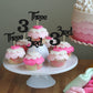 24Pcs 3rd Birthday Cupcake Toppers Glitter Third Birthday Three Cupcake Picks for Baby Shower 3rd Birthday Anniversary Party Cak