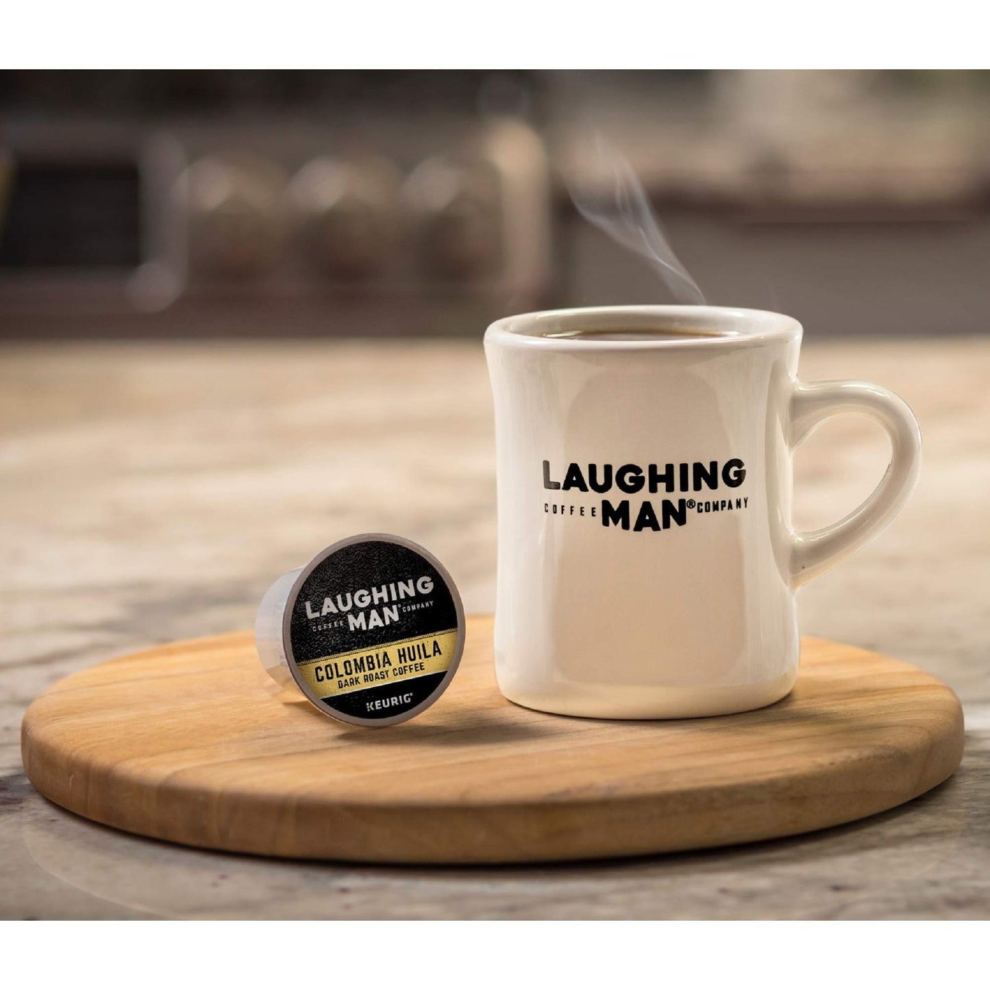 Laughing Man Colombia Huila Coffee, Keurig Single Serve K-Cup Pods, Dark Roast, 88 Count (4 Packs of 22)