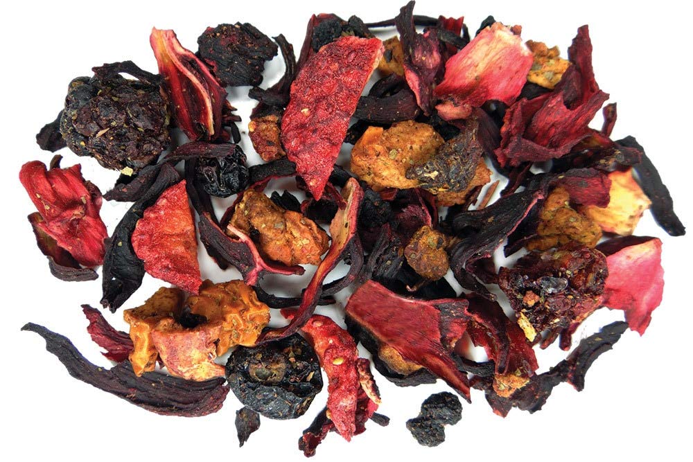 Fusion Teas Strawberry Fields Hibiscus Herbal Fruit Tea - Caffeine Free Loose Leaf - 5 Oz Pouch
