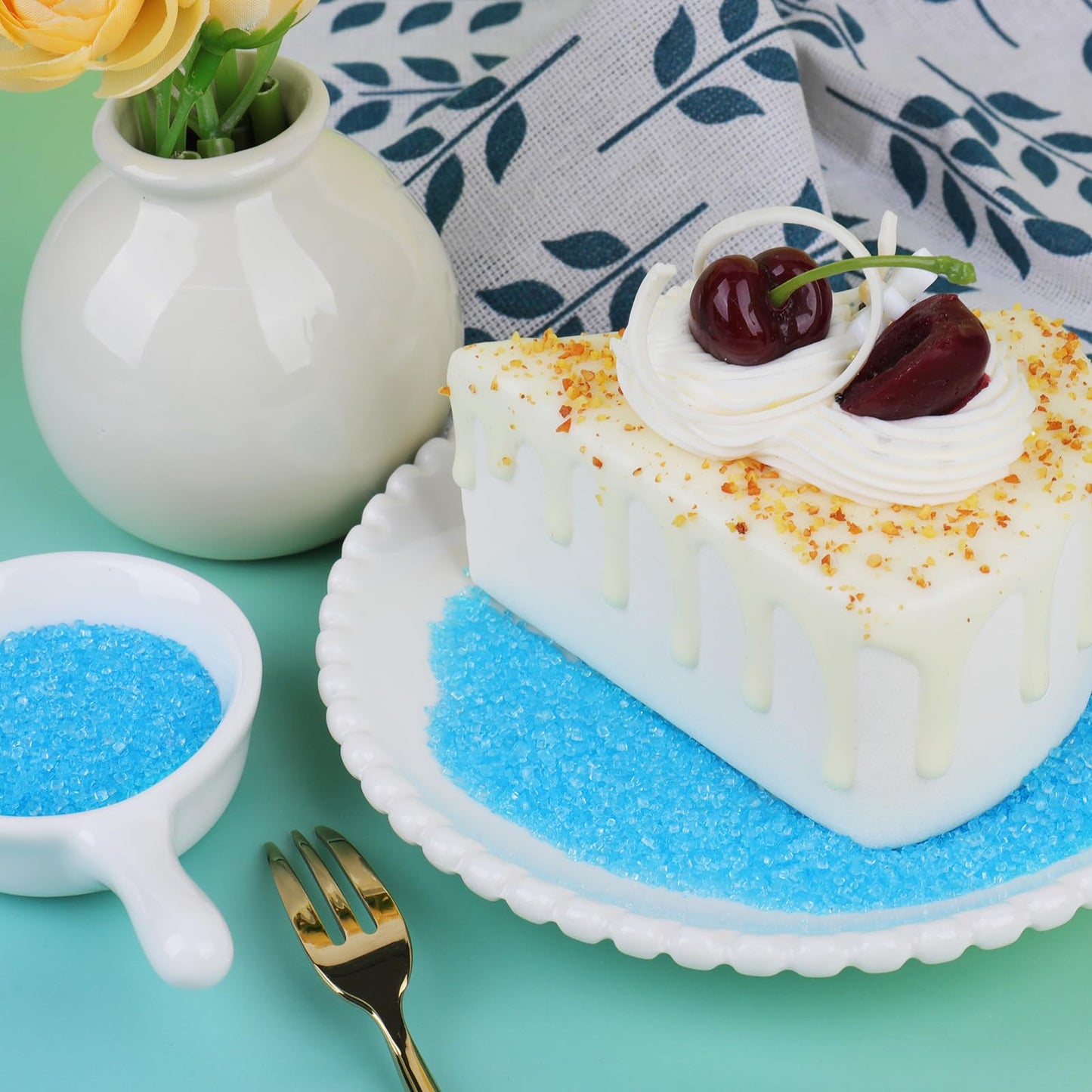 Blue Sprinkles, Light Blue Sanding Sugar Crystals, 4.6 oz Edible Sparkling Sugar for Baking Topping, Cupcakes, Cookies, Ice Crea