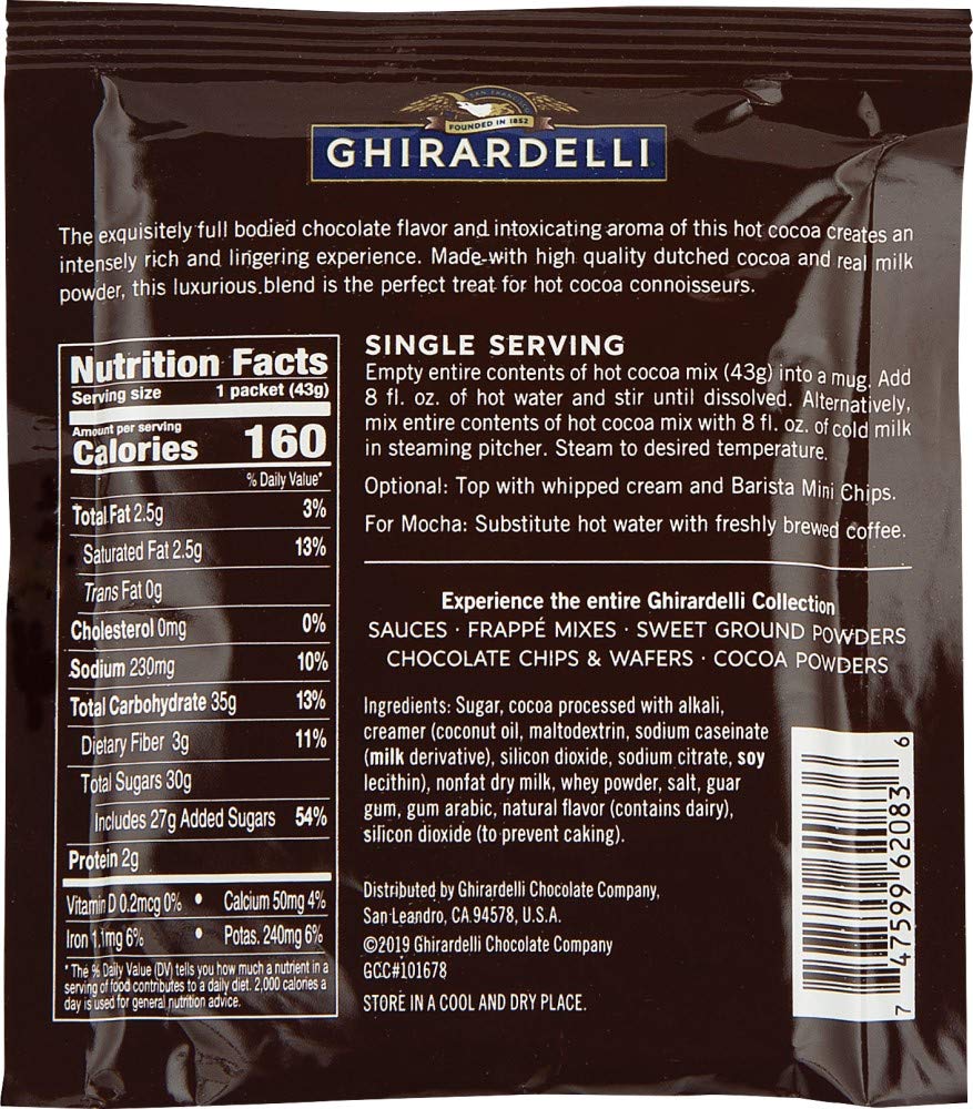 Ghirardelli Hot Cocoa Envelopes, Rich Chocolate, 1.51 Ounce (Pack of 15)