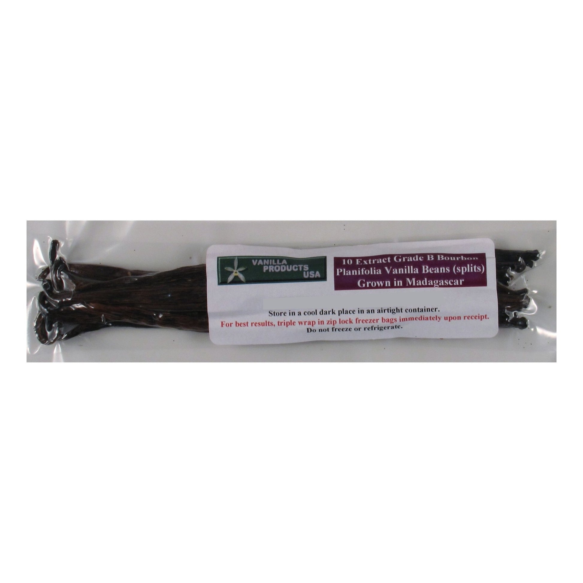 Vanilla Products USA Madagascar Bourbon Natural Vanilla Beans, 10 Count, 5-6 Length
