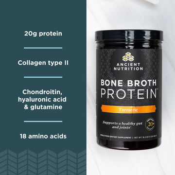 Ancient Nutrition Grass Fed, Cage Free, Bone Broth Protein Powder, 20g Protein, Hydrolyzed Collagen Peptides, Keto & Paleo Frien
