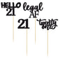 Gyufise 24Pcs Black Glitter 21St Birthday Cupcake Toppers Legal A Cake Decorations Hello 21 Twenty One Cupcake Picks For 21St Bi