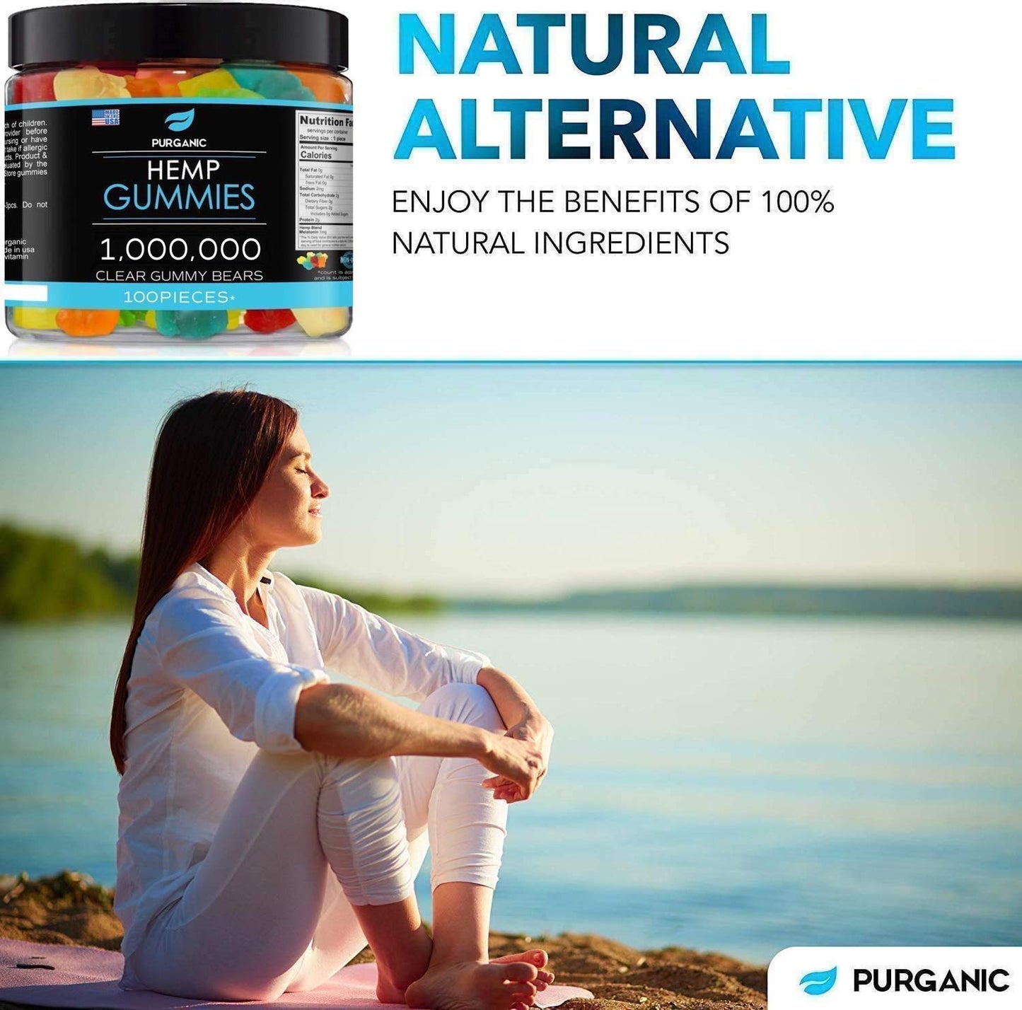 Purganic Gummies For Stress & Relaxation - 1M - Delicious Natural Fruit Flavors - Made In Usa - Relaxing Gummies - 100Ct