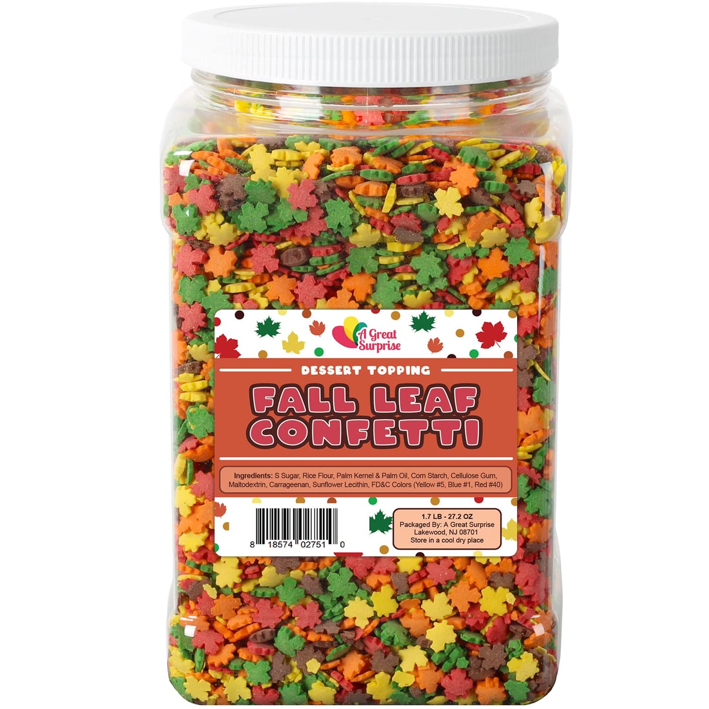 Fall Sprinkles - 1.7 Pounds - Bulk Fall Pumpkin Sprinkles - Fall Leaf Sprinkles for Baking - Autumn Leaf Sprinkles - Thanksgivin