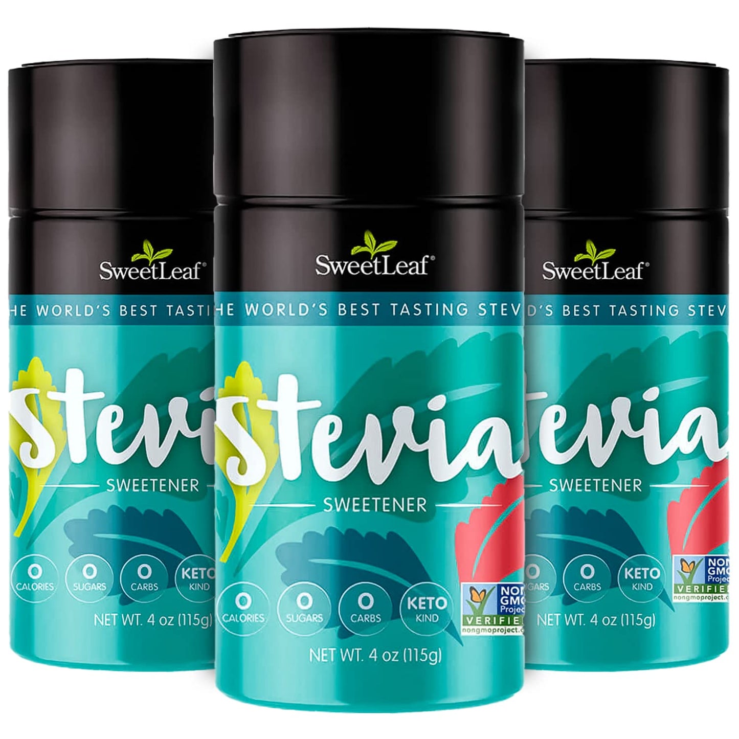SweetLeaf Stevia Powder Shaker Jar - Zero Calorie Sweetener, Sugar Free, Keto Friendly - 4 Oz (Pack of 3)