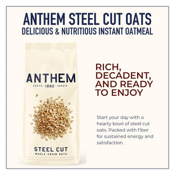 Anthem Steel Cut Oats - Instant Oatmeal, 30oz, Packed with Fiber for Lasting Energy