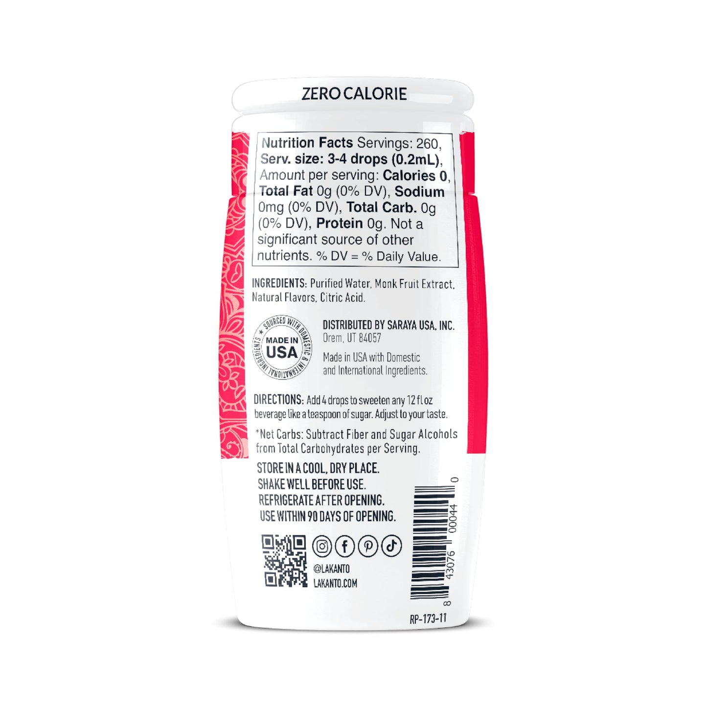 Lakanto Liquid Monk Fruit Extract Drops, Erythritol Free Sugar Substitute Sweetener For Tea, Coffee, Water & Smoothies, Sugar Fr