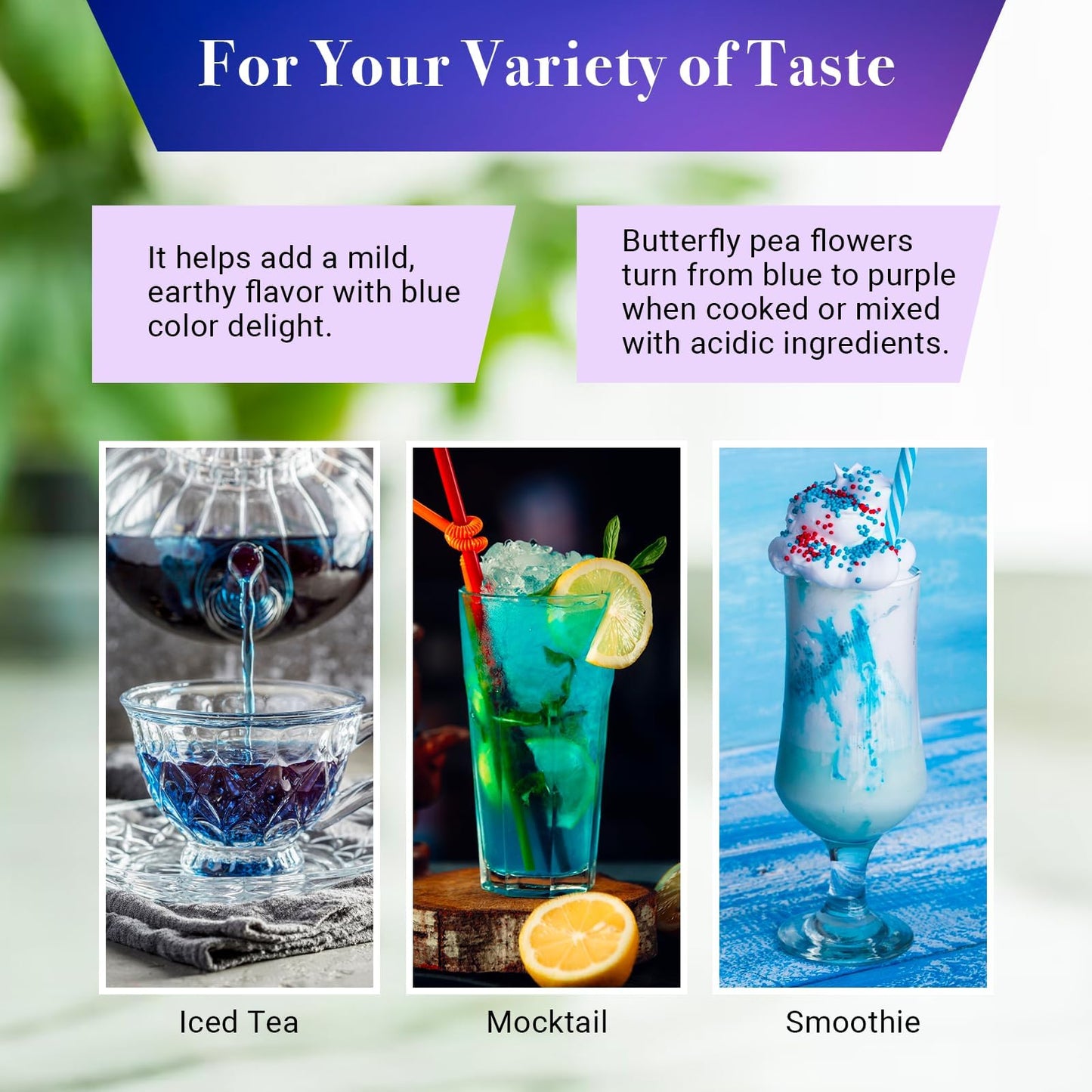 Butterfly Pea Flower 4 Oz, Loose Leaf Cut & Sifted (300+ Cups), Non-Gmo Dried Flowers, Natural Blue, Purple Drinks & Food Coloring, Enhanced Quality, By Yogi’S Gift®