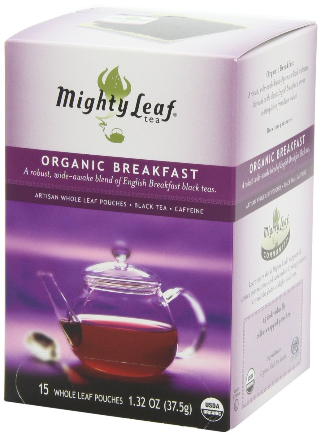 Mighty Leaf Black Tea, Organic Breakfast, 15 Pouches (Pack Of 3)