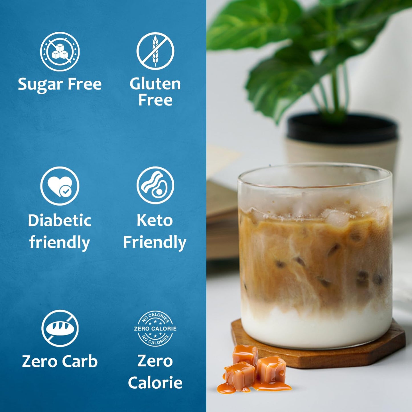 Syruvia Sugar Free Caramel Syrup For Coffee 25.4 Ounces Caramel Flavoring Syrup