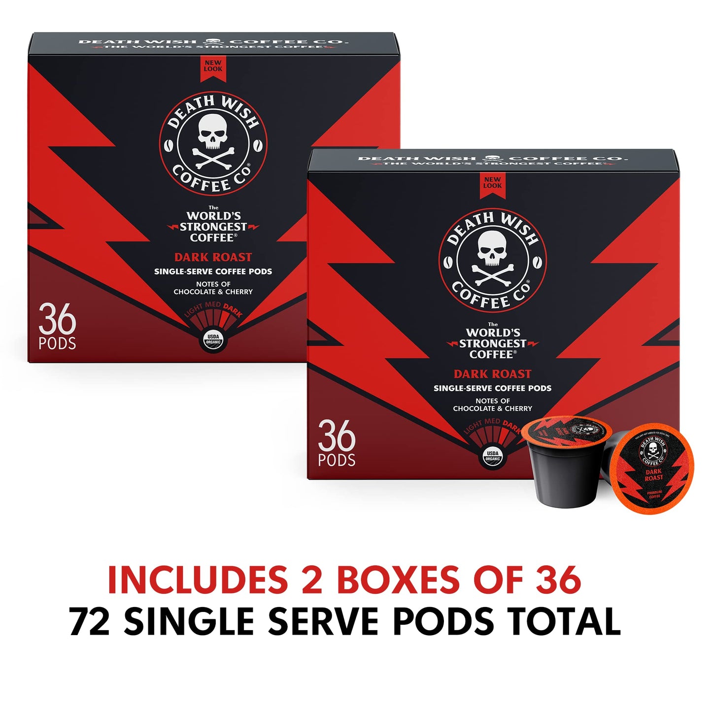 Death Wish Coffee Co. Dark Roast Coffee Pods - 72 Count Single Serve