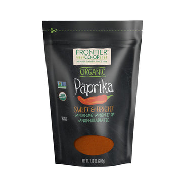 Frontier Co-op Organic Ground Paprika 7.16 oz Stand Up Resealable Bag - Paprika Powder Seasoning - Restaurant Supply
