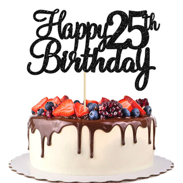 Gyufise 1Pc Happy 25Th Birthday Cake Topper Glitter 25Th Birthday Cake Pick Cheers To 25 Years Old Twenty Five Fabulous Cake Dec