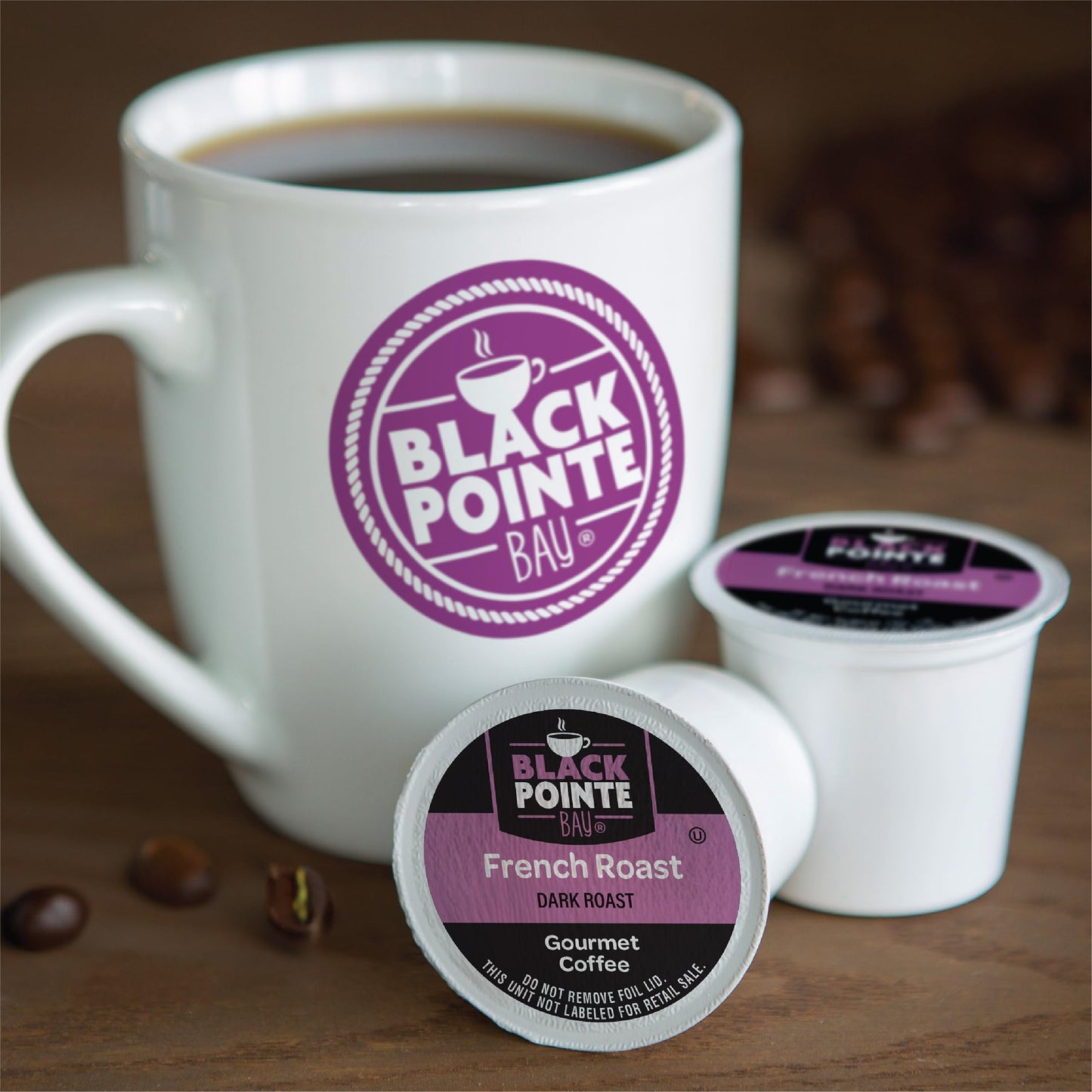 Black Pointe Bay Coffee French Roast, Dark Roast, 80 Count, Single Serve Coffee Pods For Keurig K-Cup Malt-Inspired