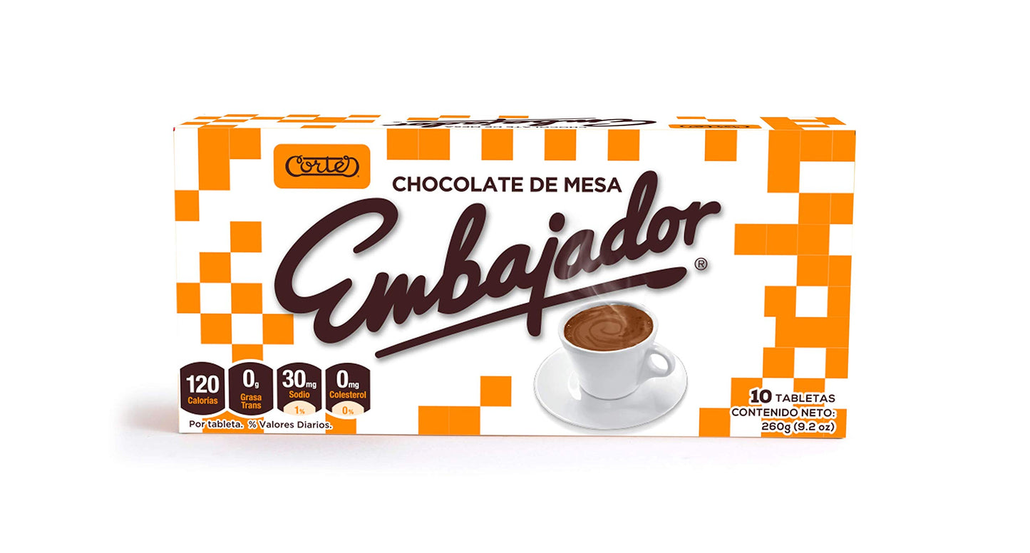 EMBAJADOR Chocolate de Mesa - Sweet Baking Chocolate, Set of 8 Boxes