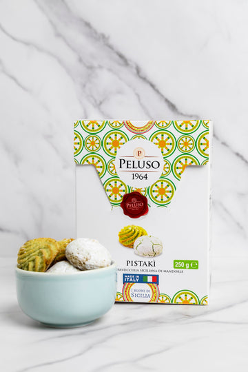 Peluso Pistaki Sicilian Almond Cookies, 250g, 12 Count - Artisanal Biscotti, Perfect for Snacking & Gifting, Pistachio Flavor