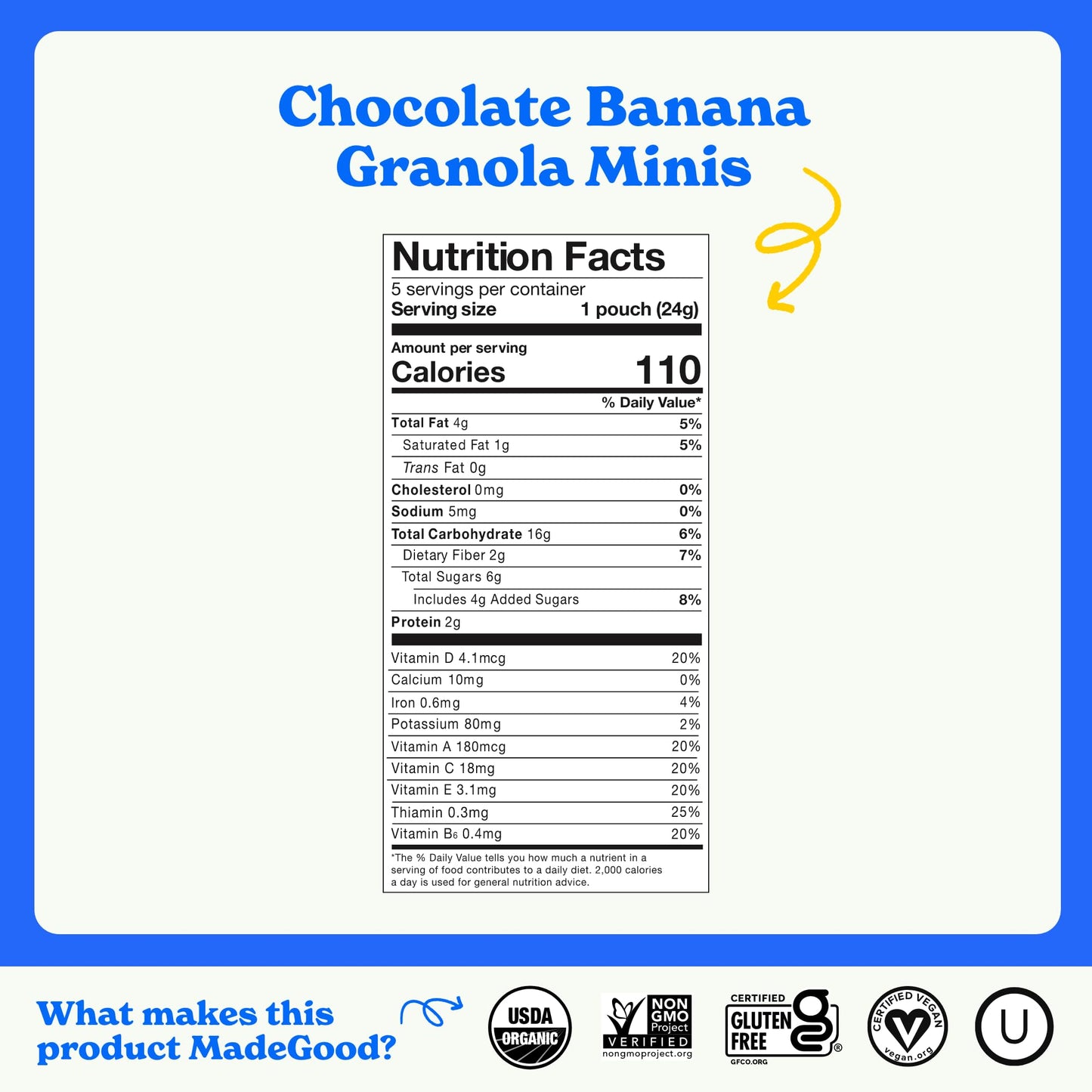 MadeGood Chocolate Banana Granola Bites, 28 Count, Organic and Delicious Snacks