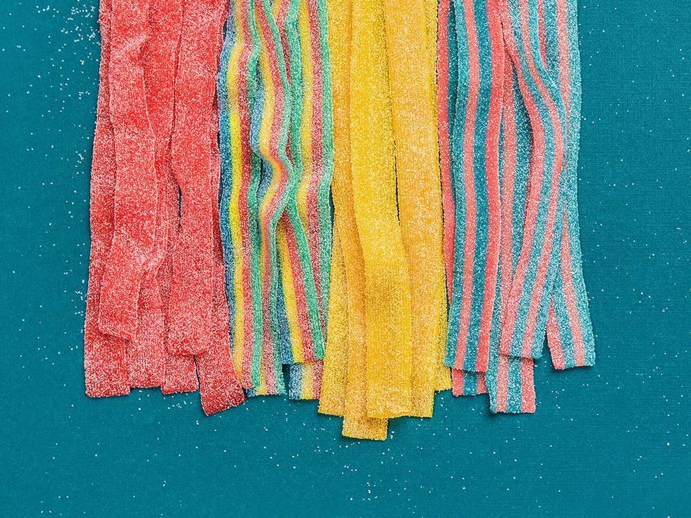 Candy Club Gourmet Gummy Rainbow Sour Belts, Vegan, Sweet and Chewy Fruit Strips for Gifts, Parties, Snacks, Candy Buffets, etc.