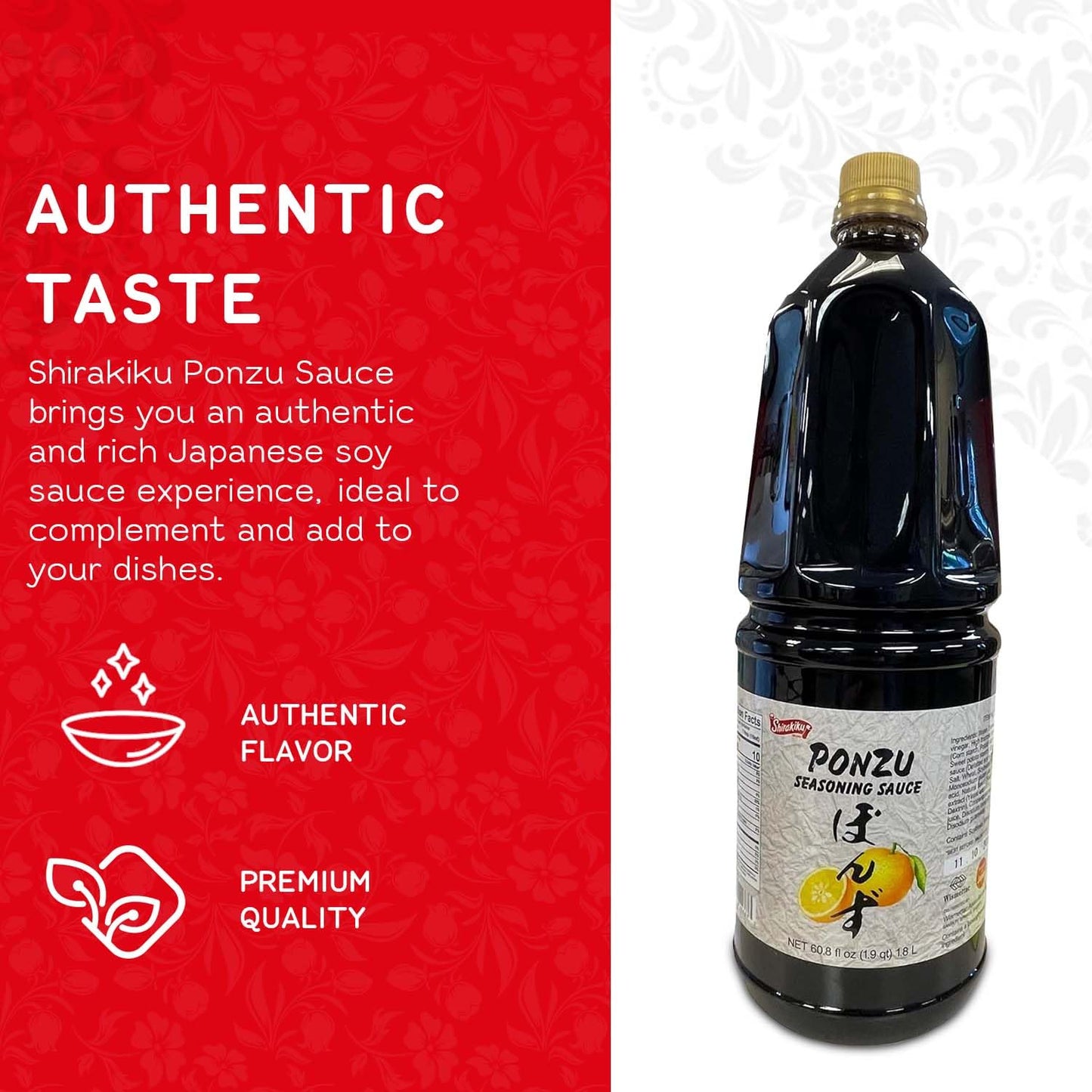Shirakiku Ponzu Sauce | Authentic Japanese Seasoning Sauce, Low-Calorie, Made With Soybeans, Wheat, Brewed Vinegar, Yeast Extrac