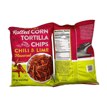 Trader Joe'S Rolled Corn Tortilla Chips Chili & Lime Flavored With Grafton Way Chip Clip (2 Pack)