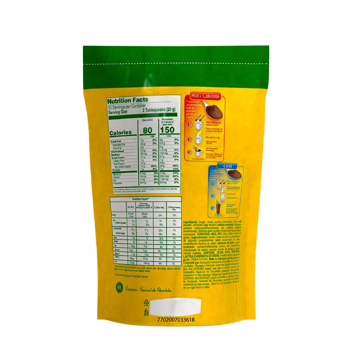 Corona Flash Instant Drink Mix, Amazing Texture & Flavor, 100% Pure Cocoa, Enjoy Anytime,7.05 Ounce (Pack of 1)