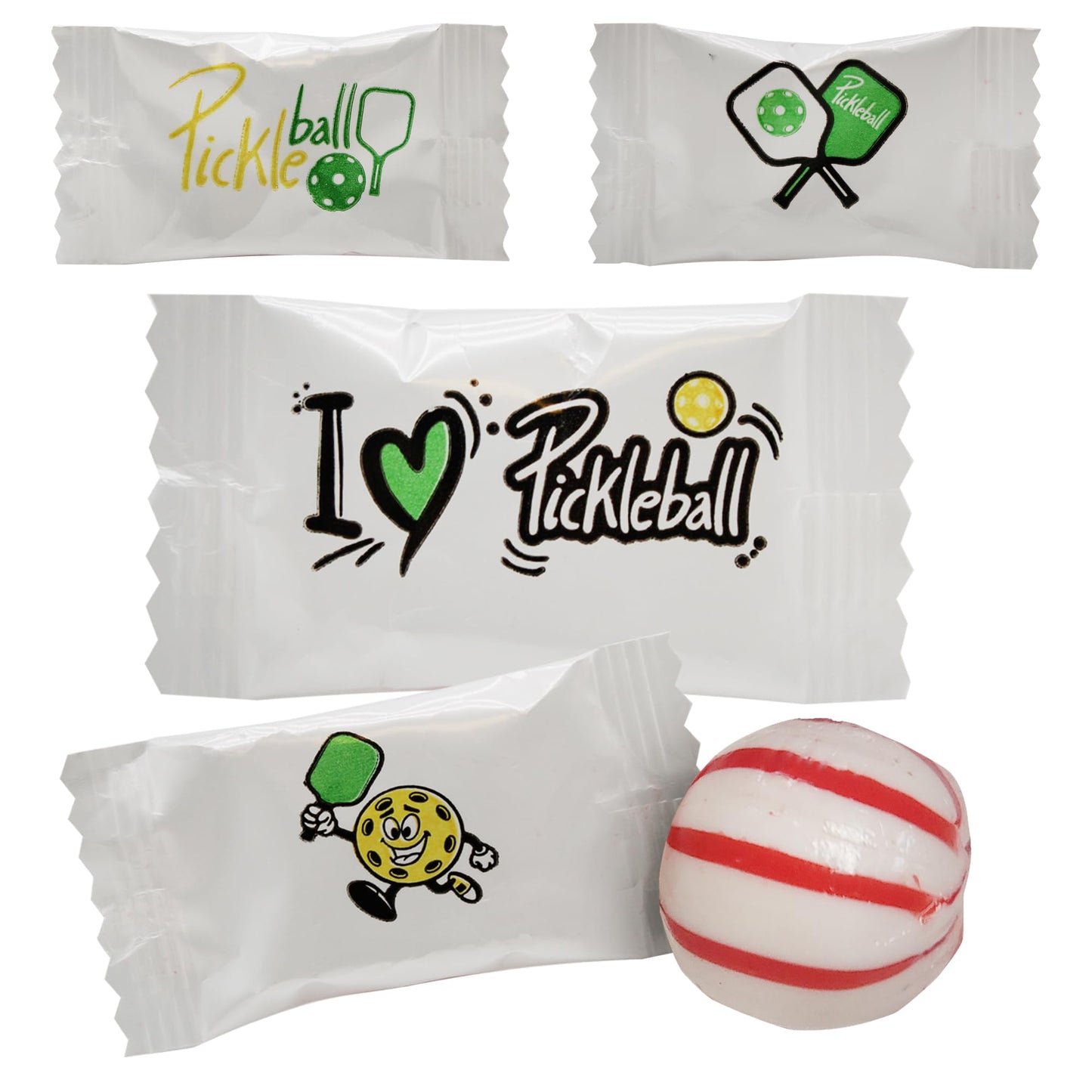 Naturejam 100 Count Pickleball Themed Peppermints Candy - Perfect Gifts for Pickleball Lovers - Peppermint Balls Individually Wr