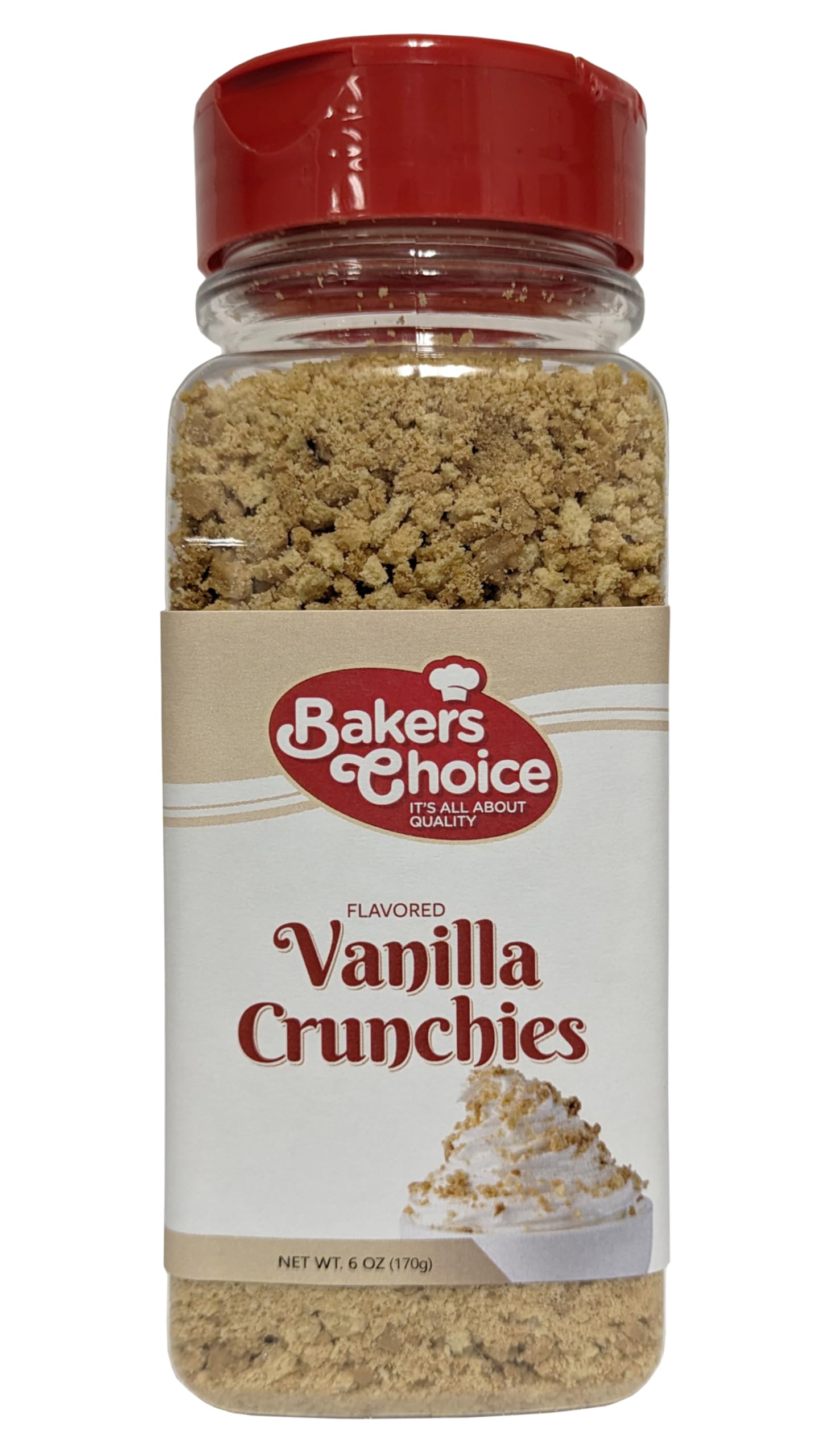 Bakers Choice Vanilla Crunch Topping - Dairy Free Light Brown Sprinkles for Ice Cream - 6 Ounce