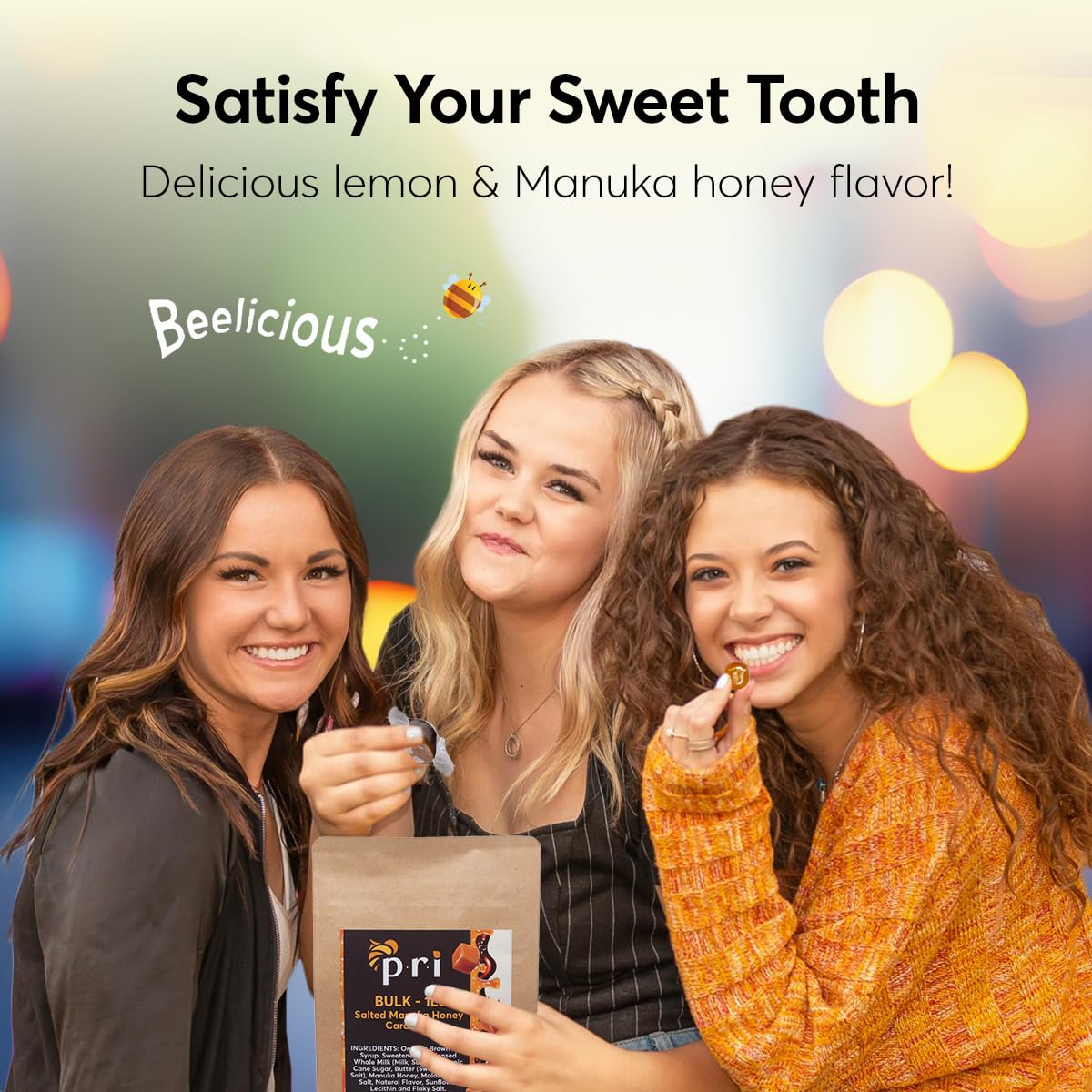 P.R.I Manuka Honey Salted Caramels, Sweet And Chewy All Natural Treats, 1Lb