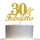 RokAPary 30 & Fabulous Cake Topper, Gold Glitter, Sturdy Double-Sided Acrylic, 30th Birthday Decoration, Model RCTF