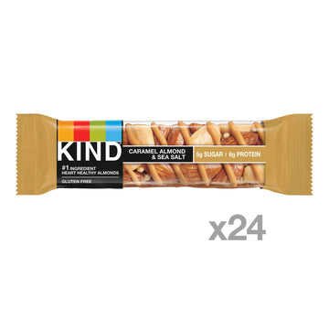 KIND Bars, Caramel Almond & Sea Salt, Healthy Snacks, Gluten Free, Low Sugar, 6g Protein, 24 Count