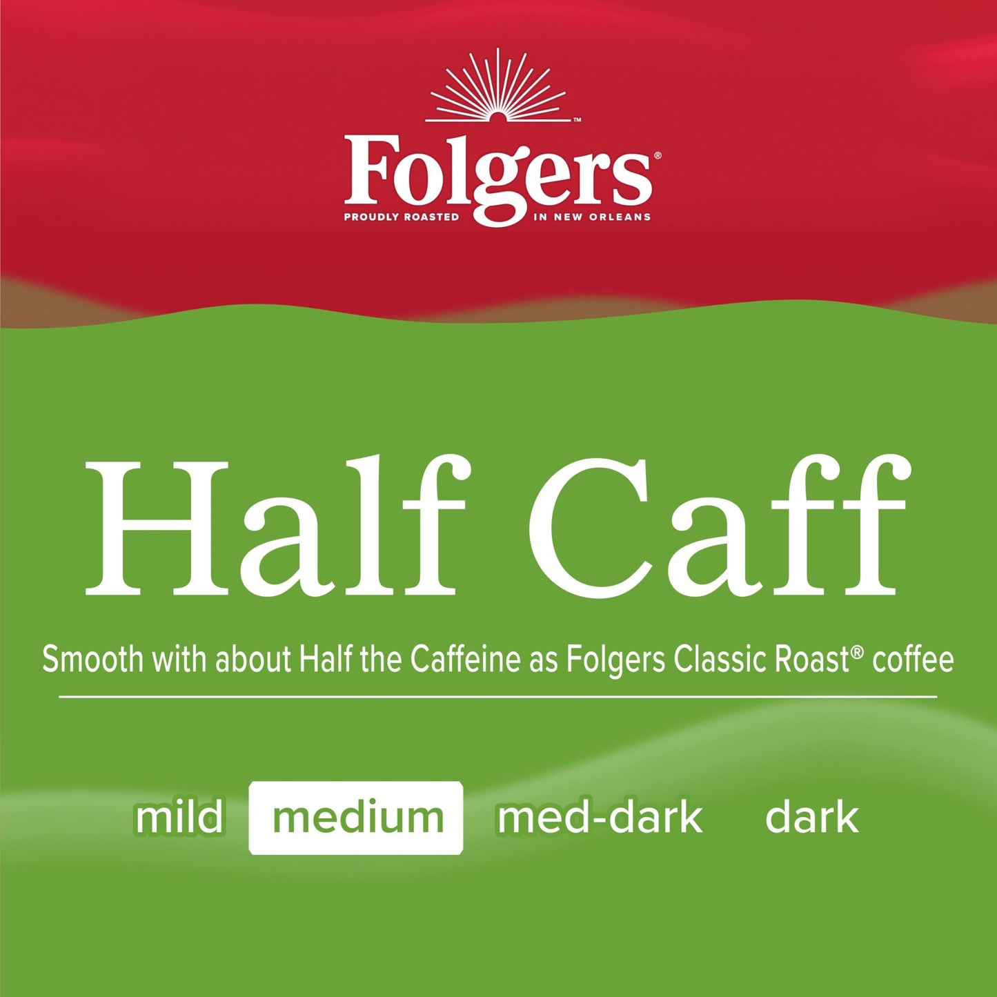 Folgers Half Caff Medium Roast Coffee, Keurig K-Cup Pods, 10 Count