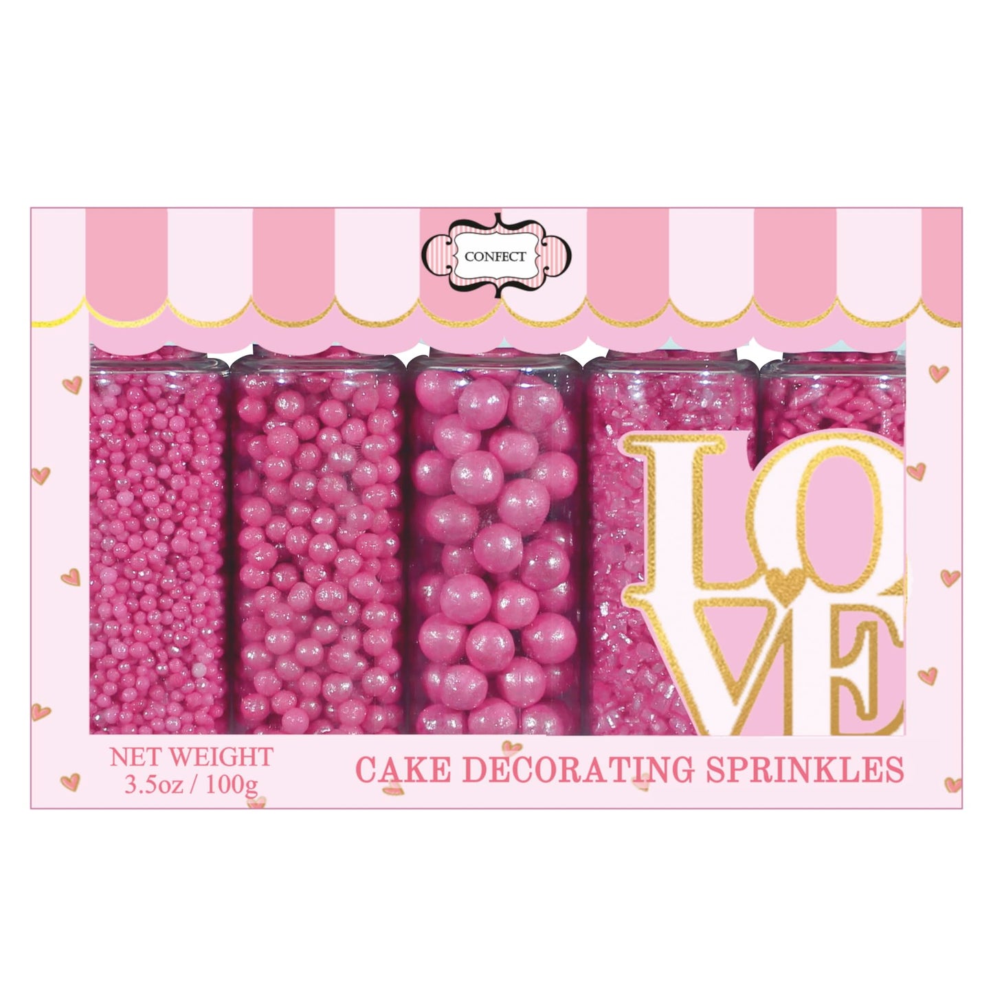 Confect Sprinkles for Cakes & Cupcakes Decoration | Assorted Pack of 5 Barbie Playtime Pearl Sprinkles | Hot Pink Sprinkles | Bi