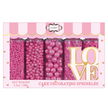 Confect Sprinkles for Cakes & Cupcakes Decoration | Assorted Pack of 5 Barbie Playtime Pearl Sprinkles | Hot Pink Sprinkles | Bi