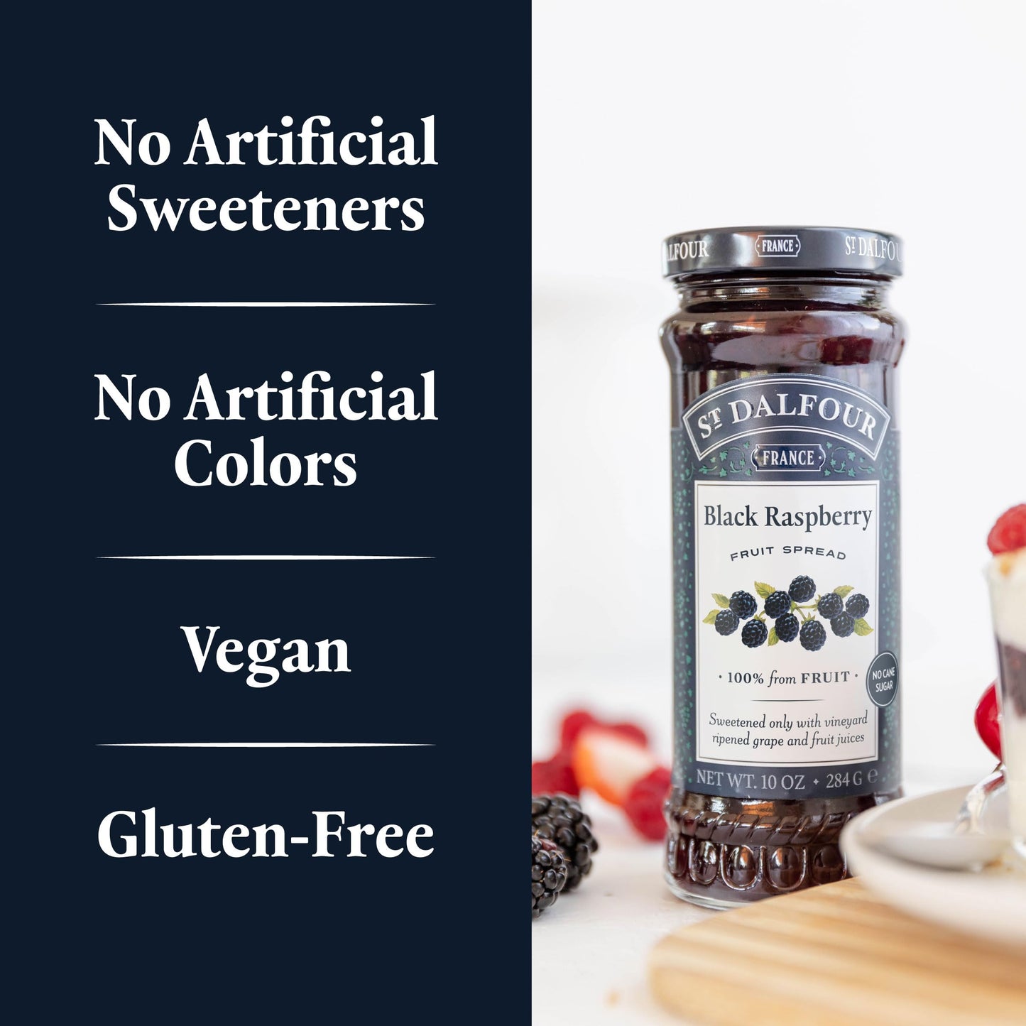 St. Dalfour Black Raspberry Fruit Spread - 10Oz - 100% From Fruit, No Artificial Ingredients, Non-Gmo, No Cane Sugars, All Natur