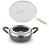 TH-077 Tempura Pot, 7.9 inches (20 cm), Induction Compatible, Rim (Enishi), Both Hands and Oil Splash Prevention Net Set